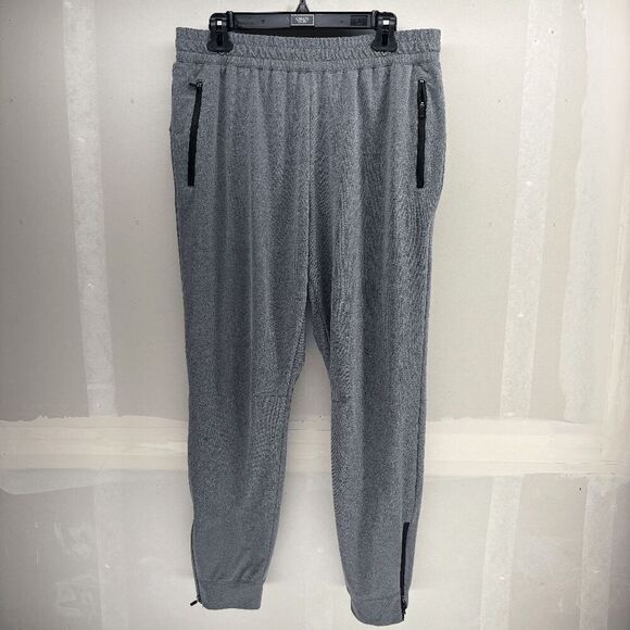 DIP Activewear Jogger Gray Black accents Zip Bottoms Size L EUC - Picture 1 of 4
